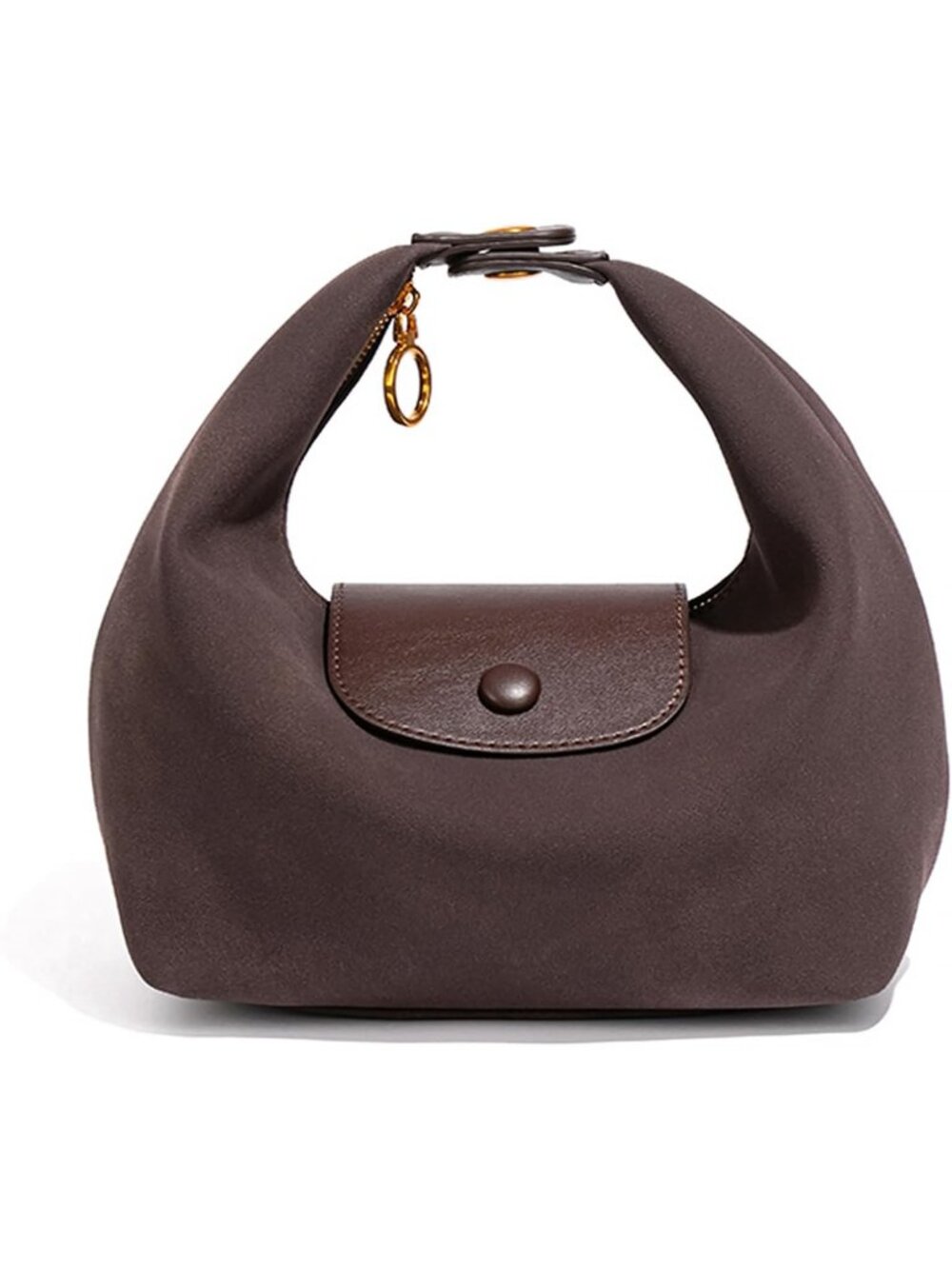 Women's Brown Small Suede Purse Trendy Crossbody Bags & Handbag with 2 Straps